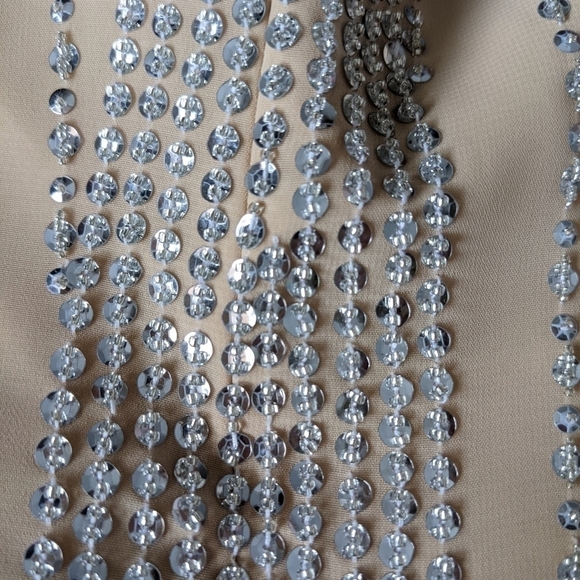 Vintage Landa cream beaded sequin prom evening special occasion dress 4 - Picture 8 of 15